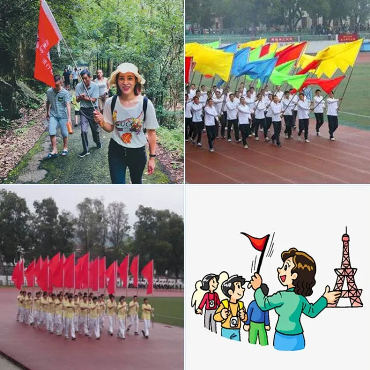 1M 5 Knots Telescopic Stainless Steel Rubber Sleeve Teaching Stick Guide Signal Flag, Random Color Delivery