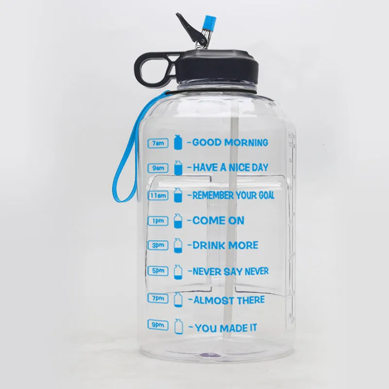 3.78L Portable Clear Plastic Sports Camping Water Bottle With Straw