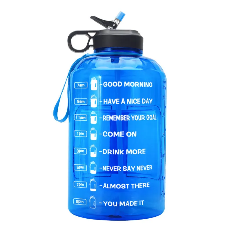 3.78L Portable Clear Plastic Sports Camping Water Bottle With Straw