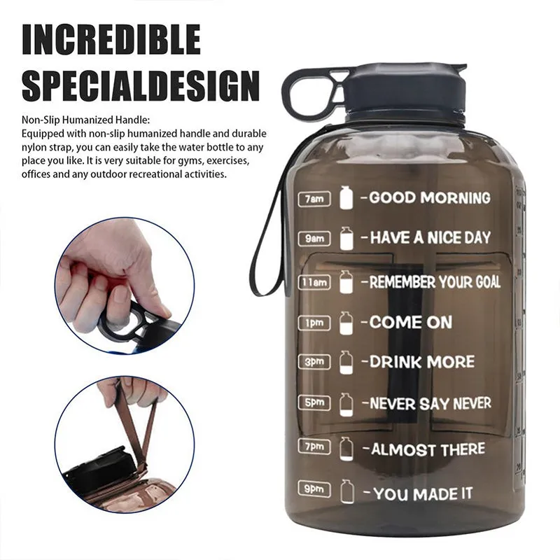 3.78L Portable Clear Plastic Sports Camping Water Bottle With Straw