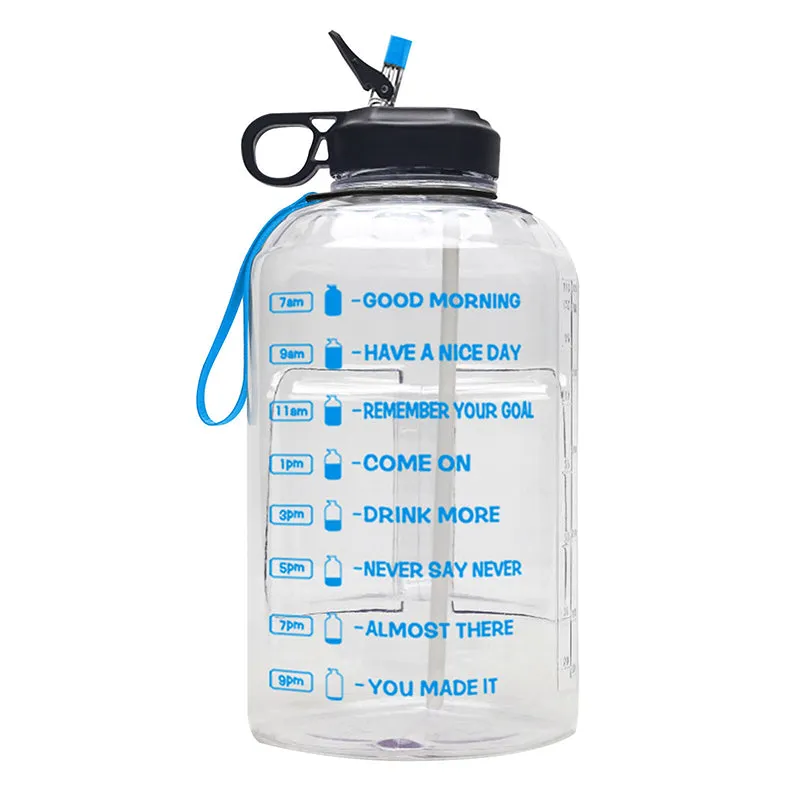 3.78L Portable Clear Plastic Sports Camping Water Bottle With Straw