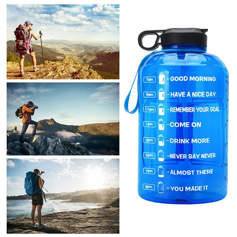 3.78L Portable Clear Plastic Sports Camping Water Bottle With Straw