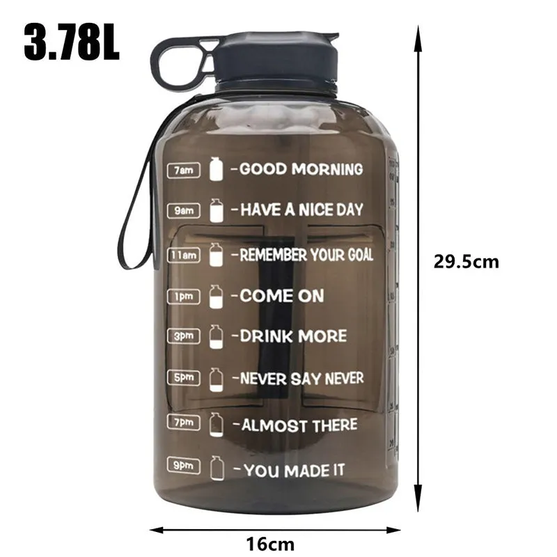 3.78L Portable Clear Plastic Sports Camping Water Bottle With Straw