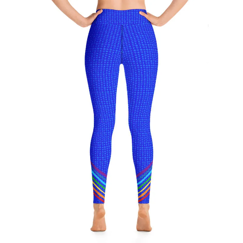 Blue Chakra Symbols High Waist Yoga Leggings