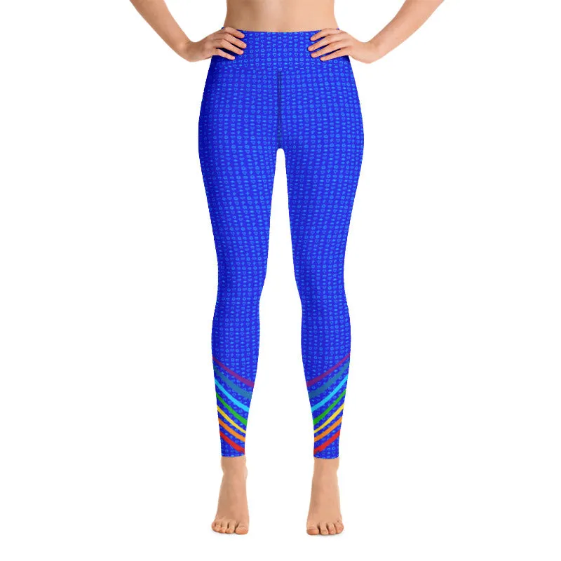 Blue Chakra Symbols High Waist Yoga Leggings