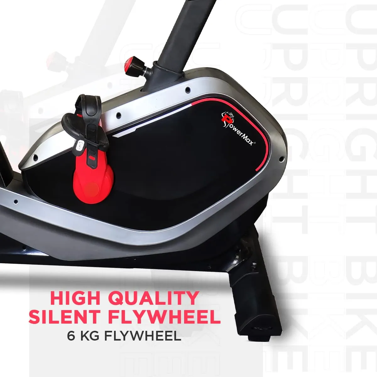 BU-650 Magnetic Upright Exercise Bike for Home Use [6Kg Flywheel | Max User Weight 120kg | LCD Display | 8-Level Adjustable Resistance & Anti-slip Pedal] Black colour