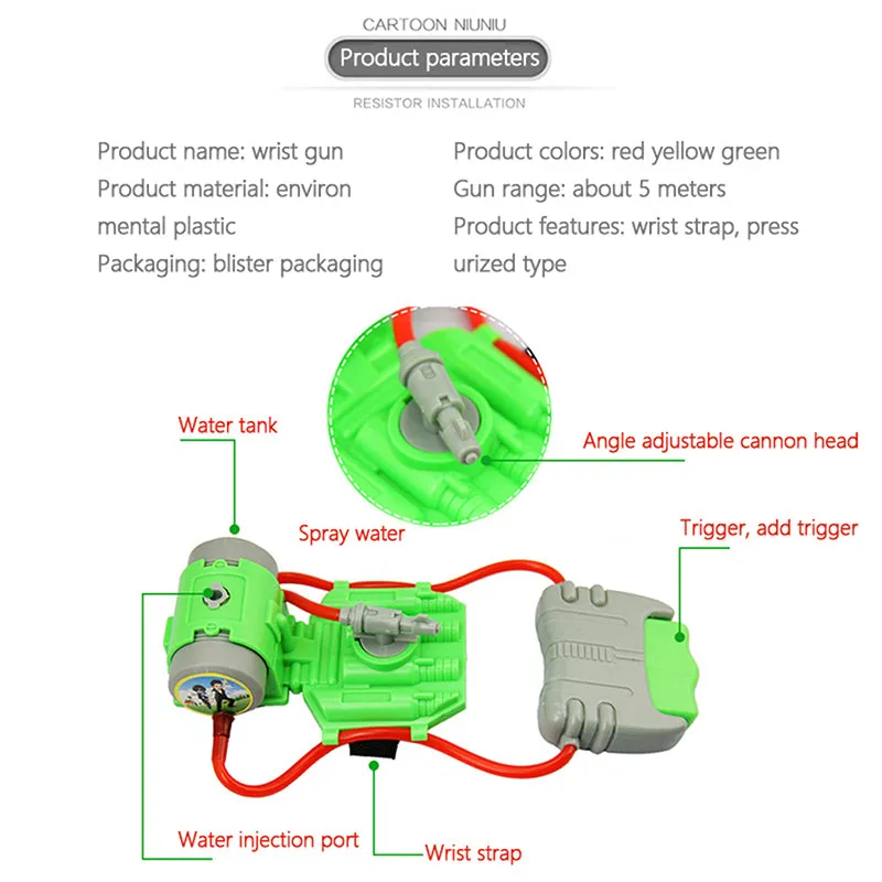 Children's Outdoor Play Water Toy Spray Wrist Hand-held Water Gun