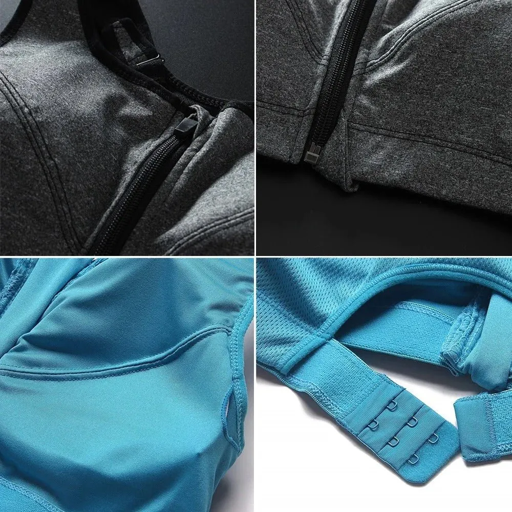 Cloud Hide Sports Bra Women Front Zipper - Push Up Yoga Crop Top Bras Vest Sportswear