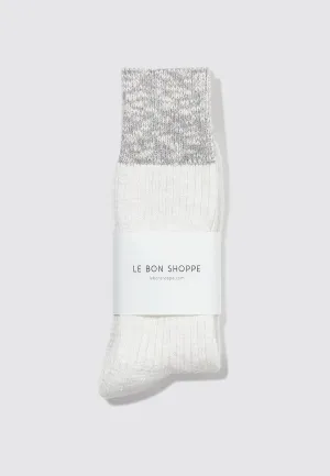 Color Block Cottage Socks - White/Heather Grey
