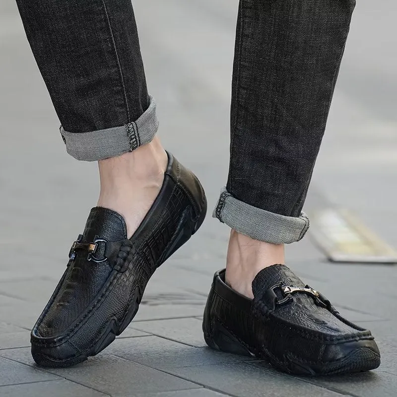 CrocoLux Cow Leather Chic Casual Shoes