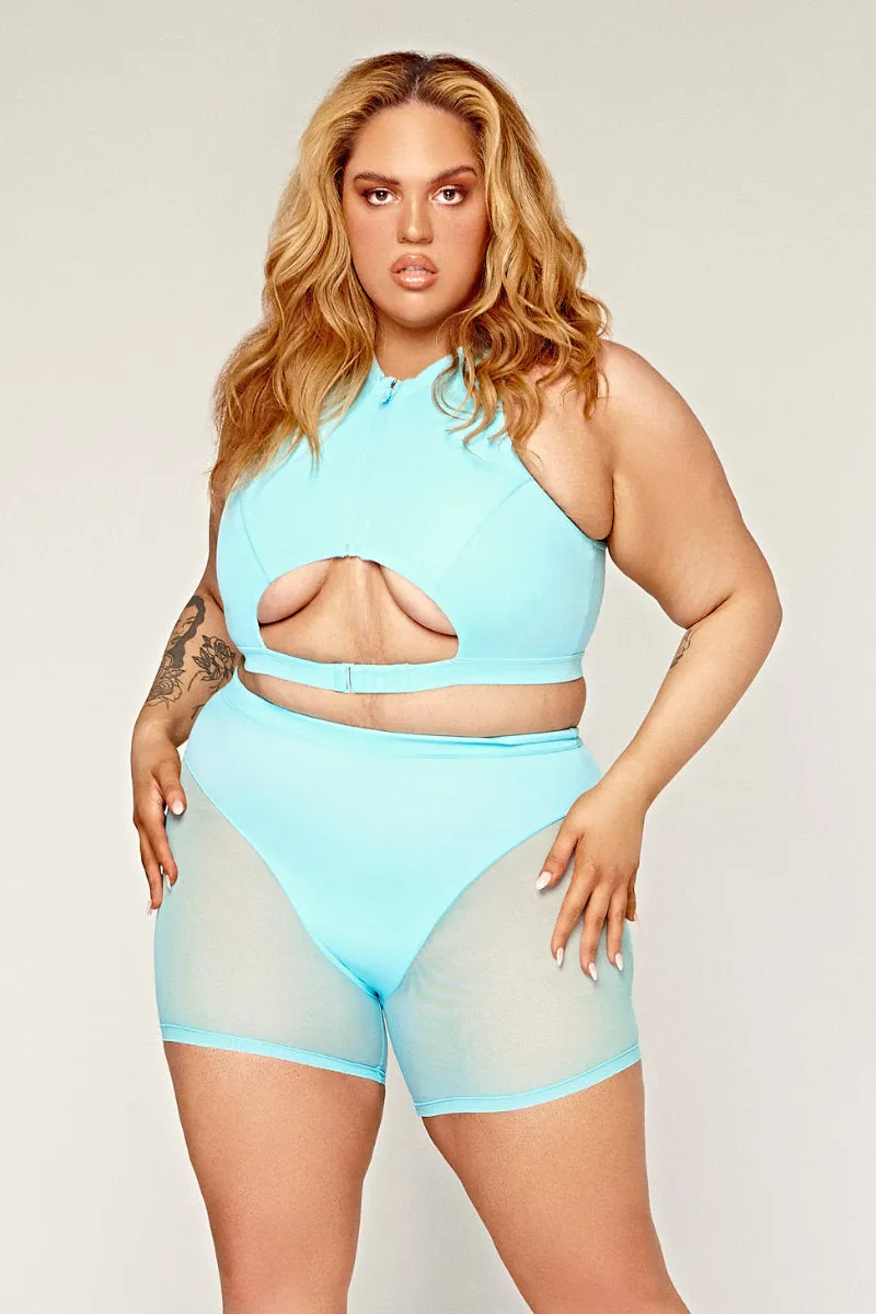 CXIX Dollhaus Mesh Biker Shorts - Blue