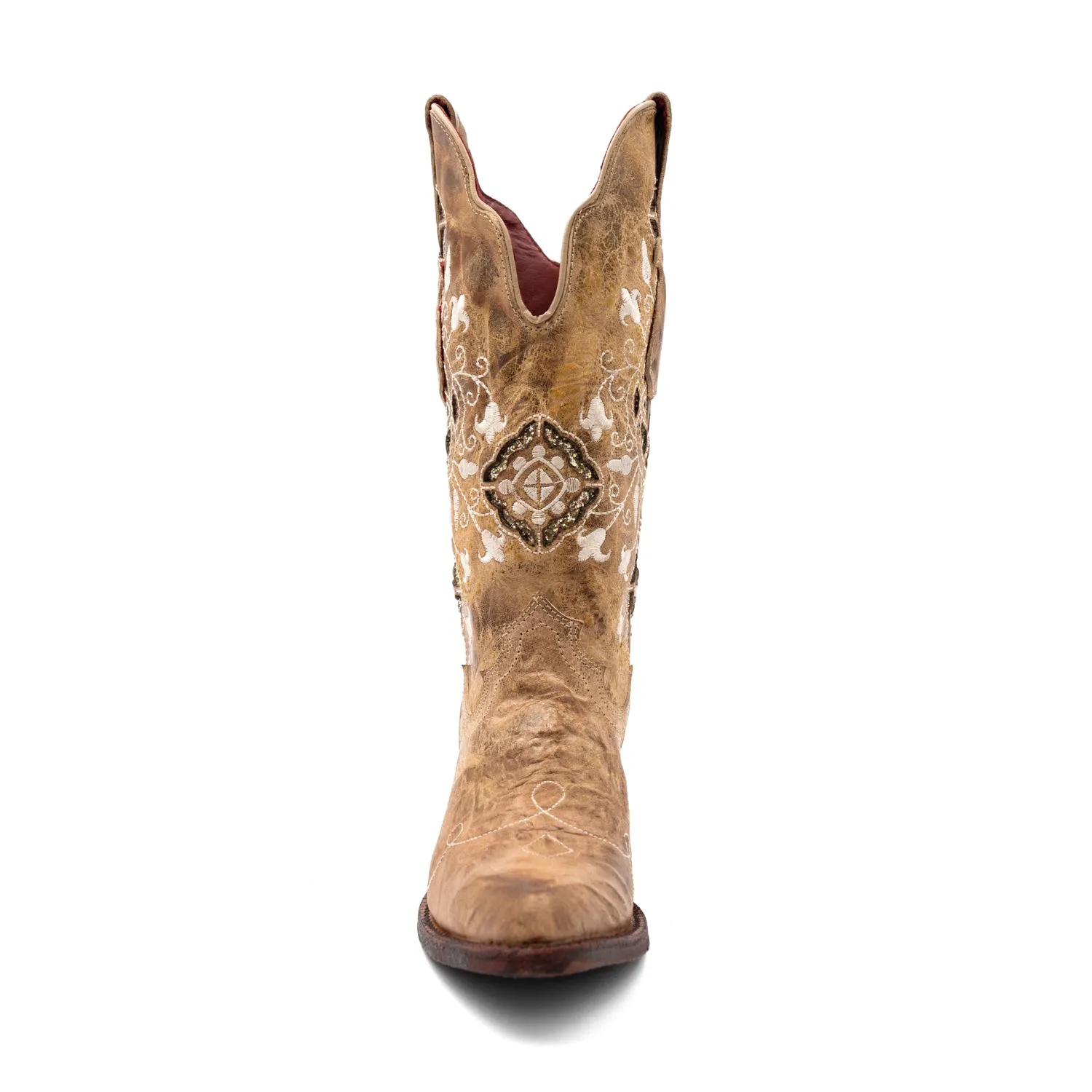 Ferrini Womens Empress Snip Toe Latte Leather 13in Cowboy Boots