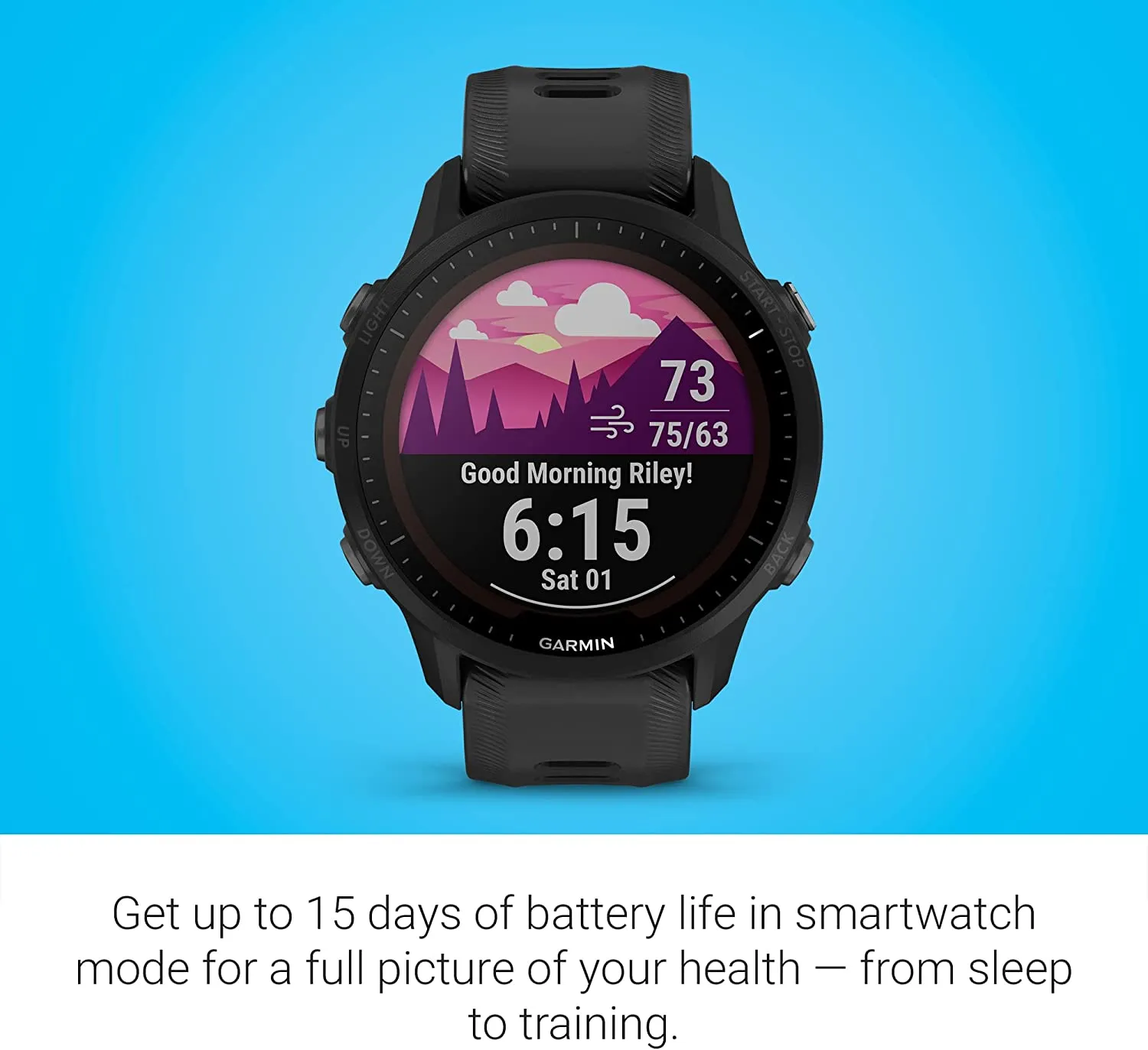 Garmin Forerunner 955 GPS Running Smartwatch for Triathletes, Black