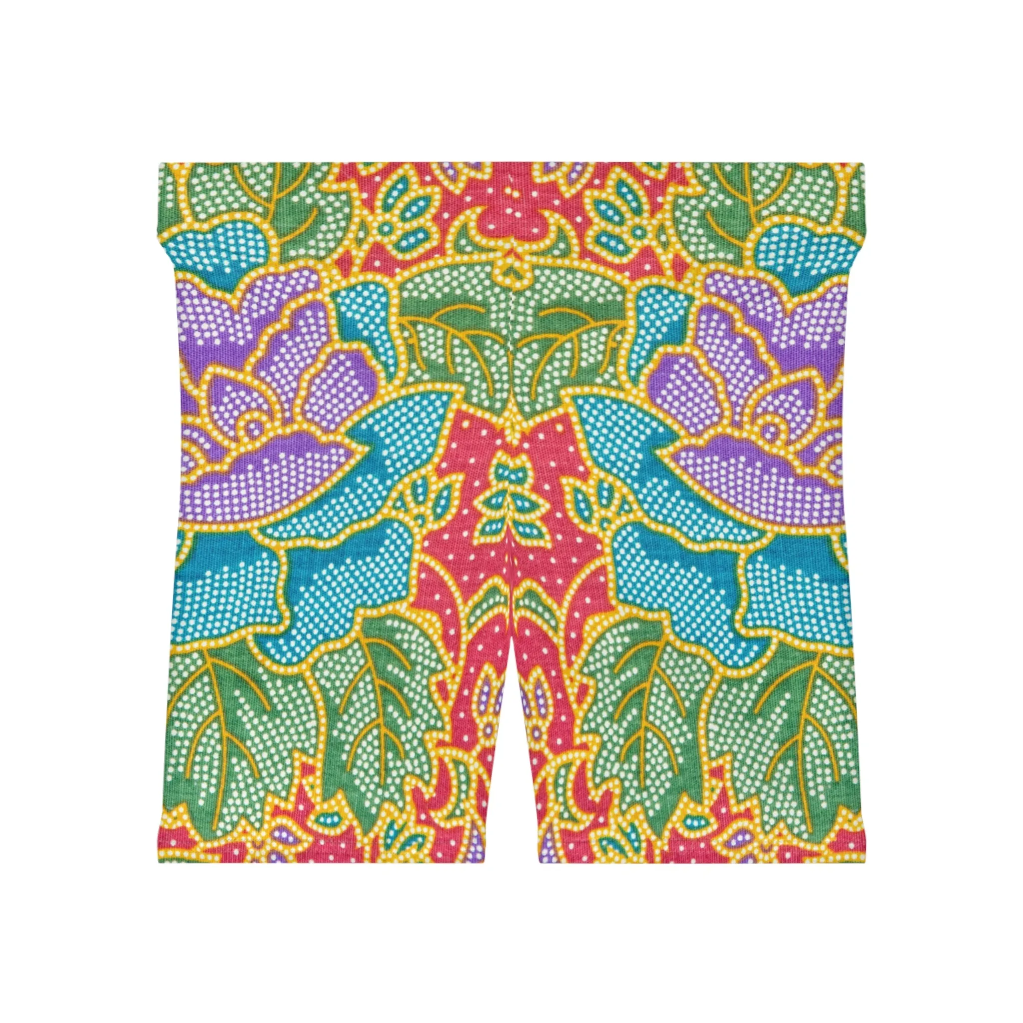 Green and red flowers - Inovax Women's Biker Shorts