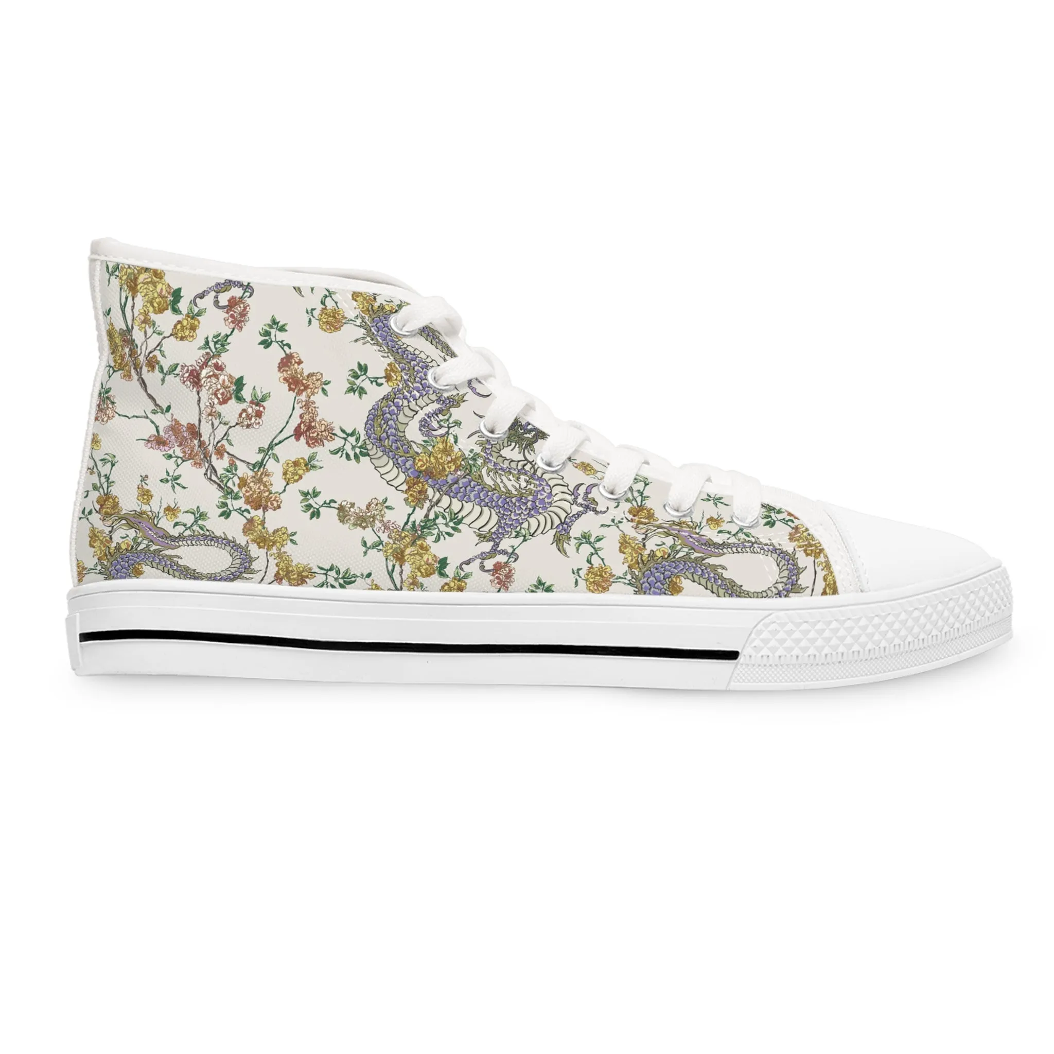 Grey Chinese Dragon Women's High Top Sneakers