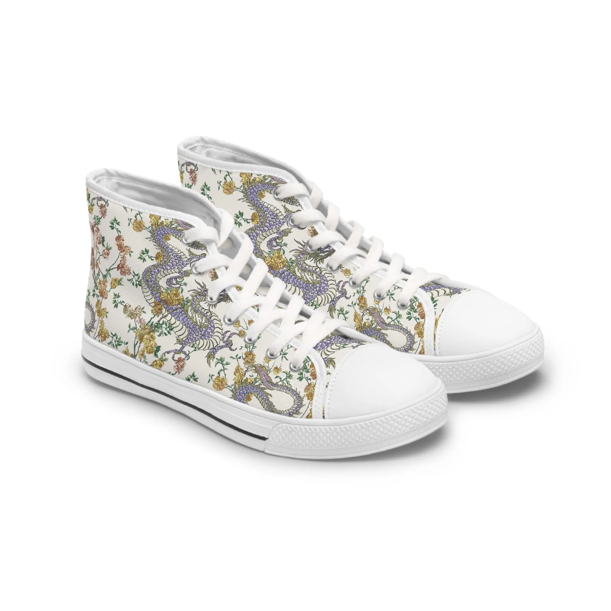 Grey Chinese Dragon Women's High Top Sneakers