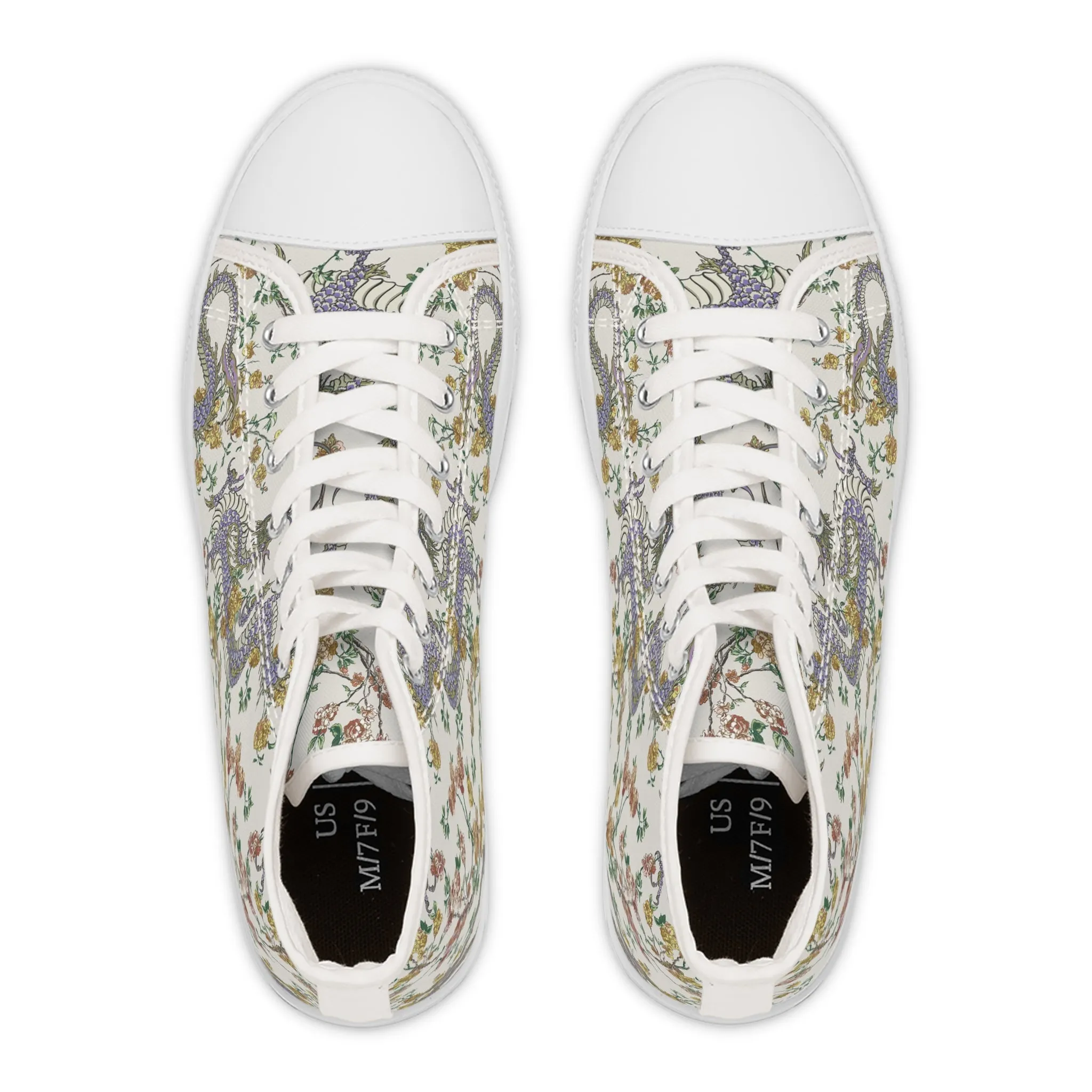 Grey Chinese Dragon Women's High Top Sneakers