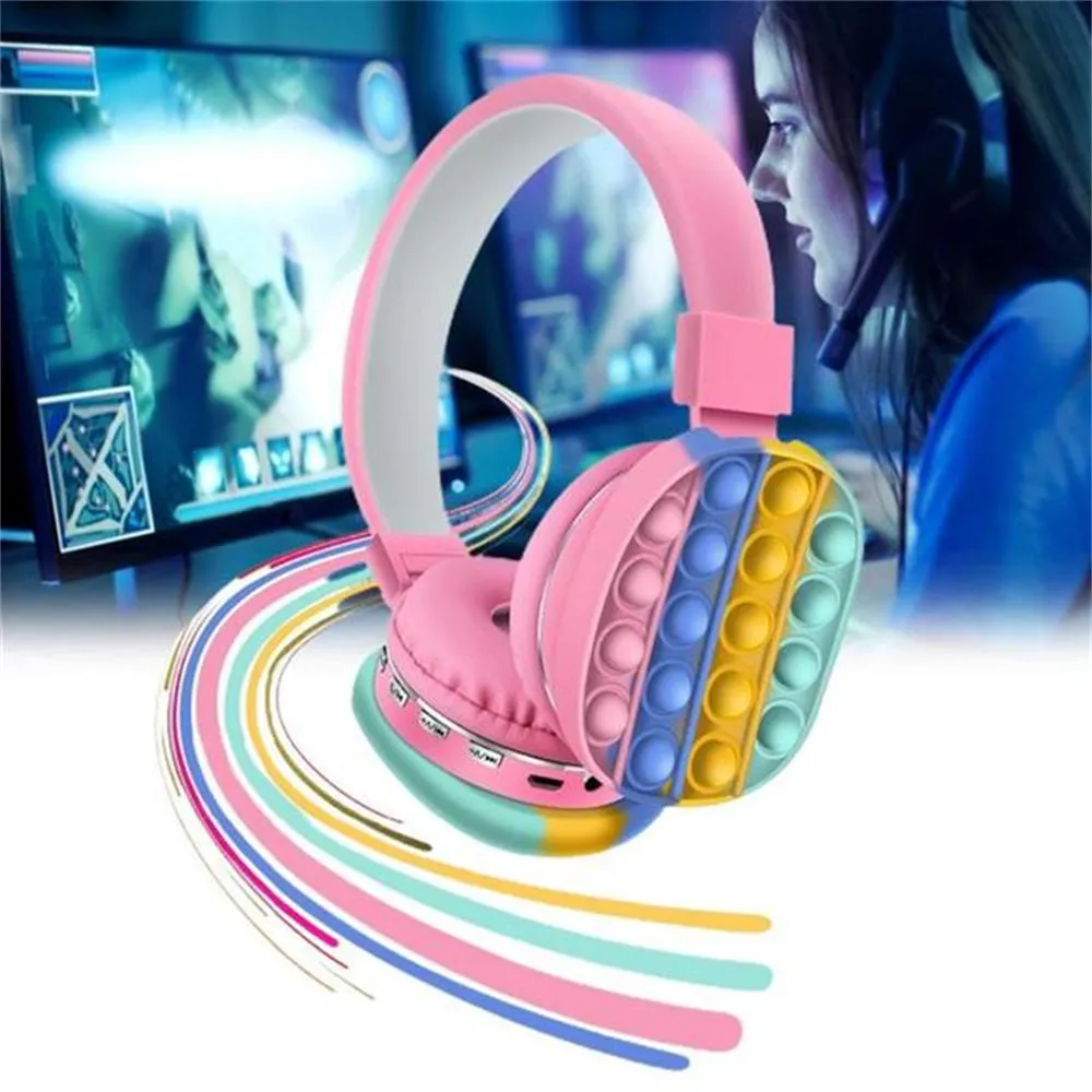 Head-Mounted Foldable Children Cute Rainbow Bluetooth Stereo Headset