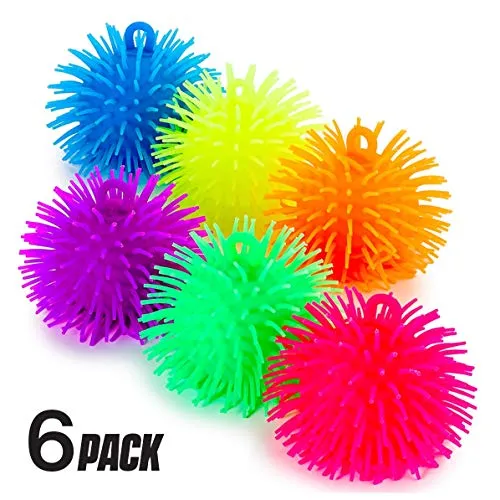 Kicko Puffer Balls 6 Pack 55 Inch Squishy Balls Kids Sensory Game Stress Relief