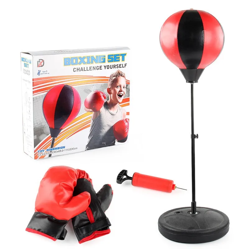Kids Punching Bag with Boxing Gloves Standing Punching Ball Toy Set