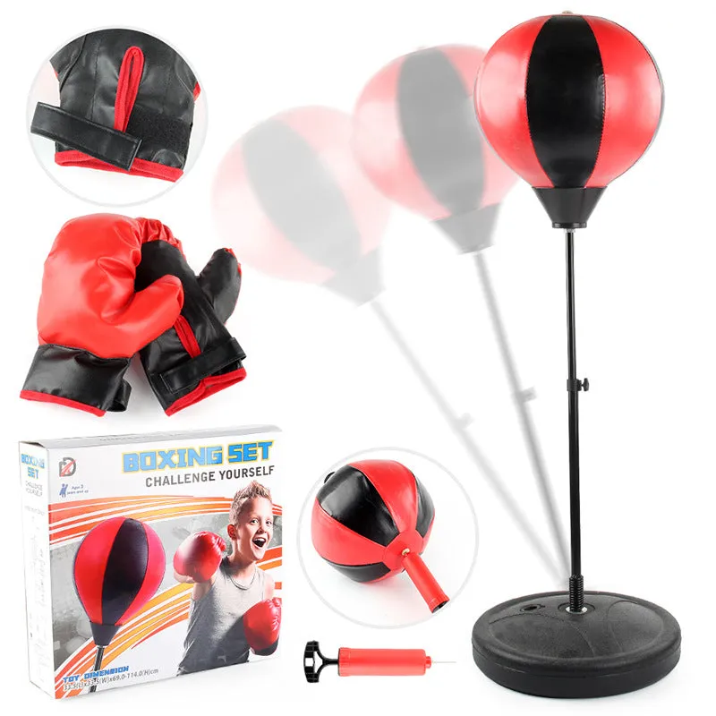 Kids Punching Bag with Boxing Gloves Standing Punching Ball Toy Set