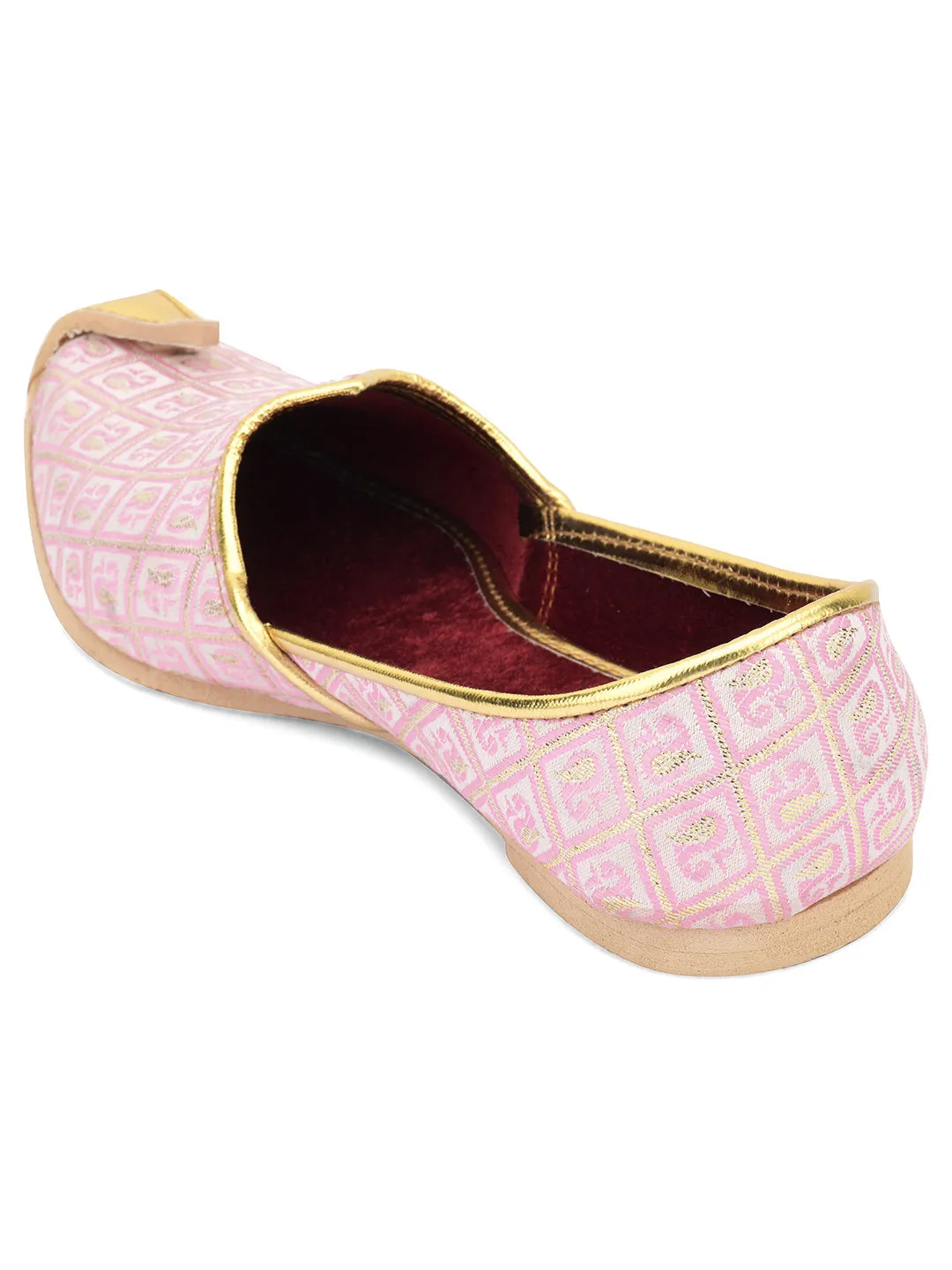 Men's Indian Ethnic Party Wear Pink Footwear - Desi Colour