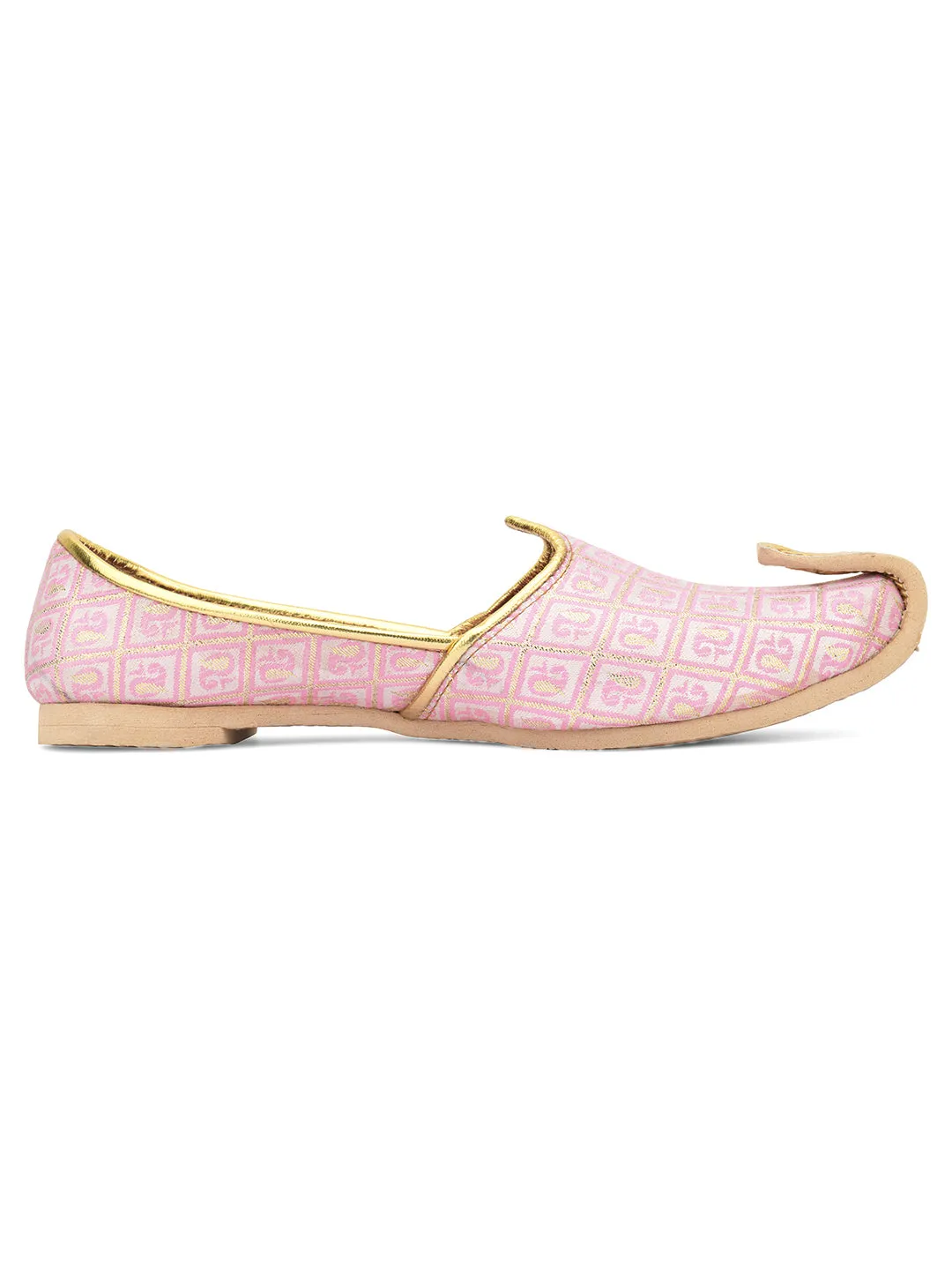 Men's Indian Ethnic Party Wear Pink Footwear - Desi Colour