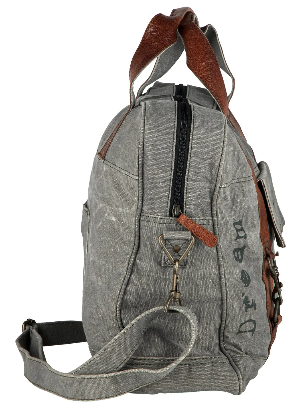 Mona B Upcycled Canvas Duffel Gym Travel and Sports Bag With Stylish Design for Men and Women: Dream