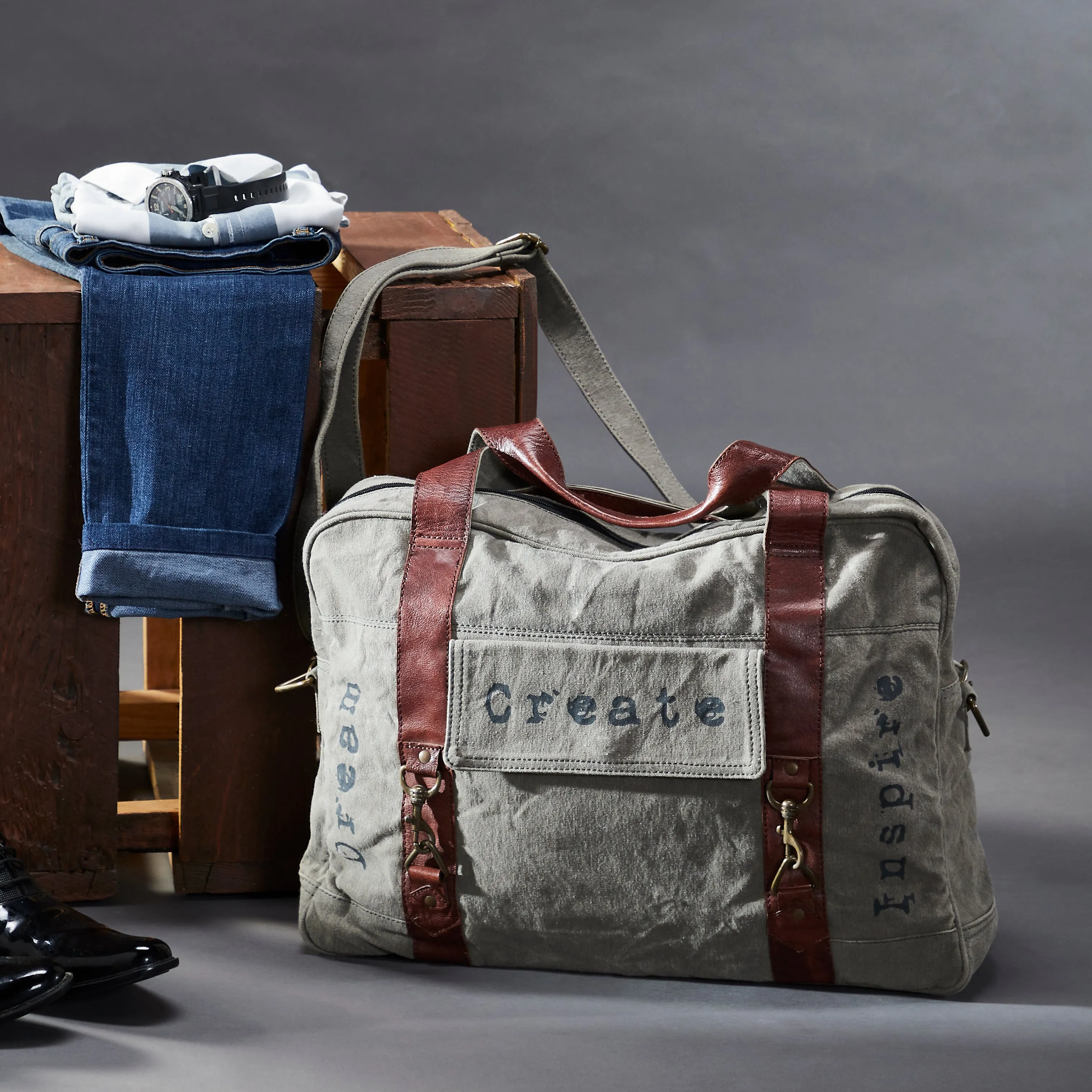 Mona B Upcycled Canvas Duffel Gym Travel and Sports Bag With Stylish Design for Men and Women: Dream