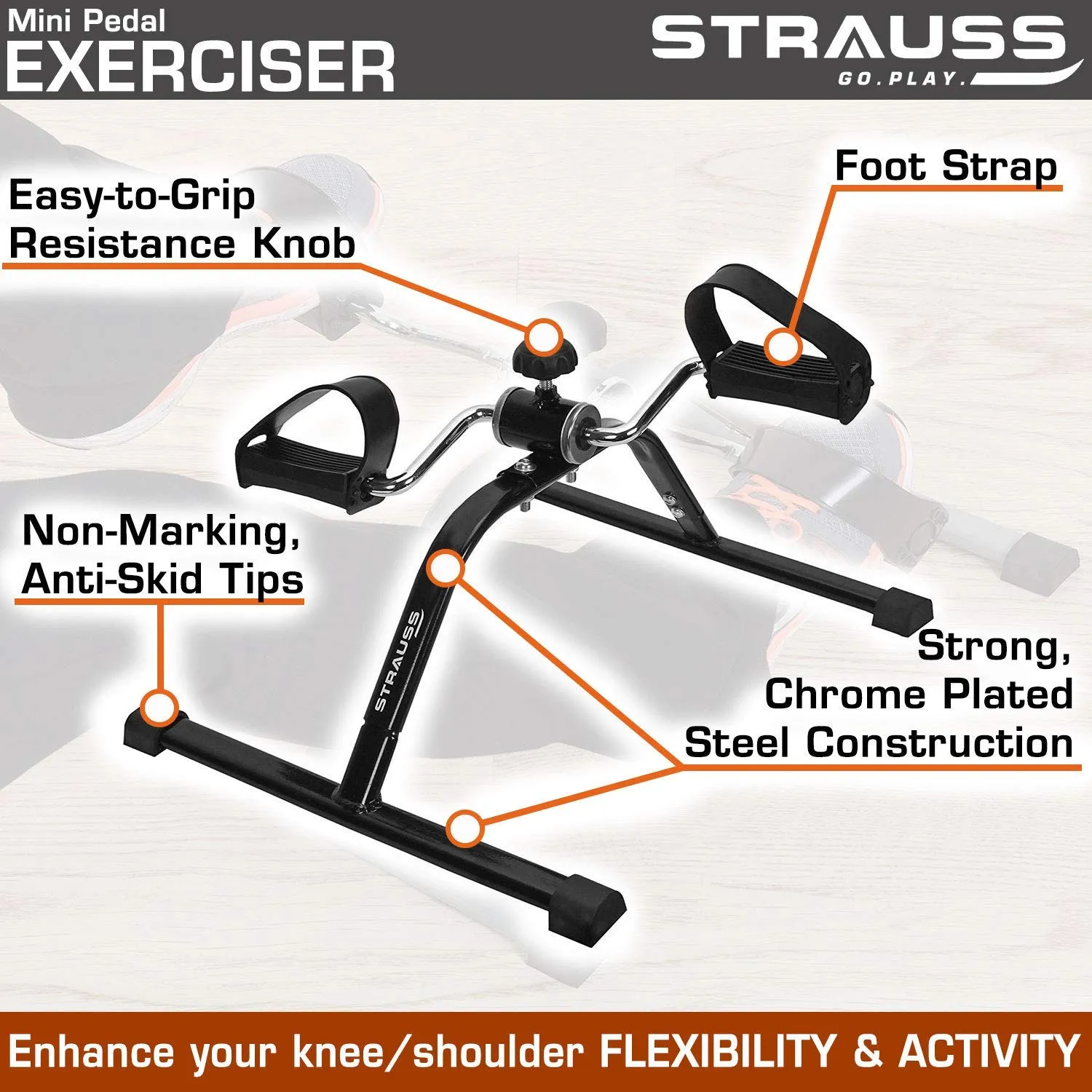 Strauss Mini Cycle Exercise Bike, (Black)