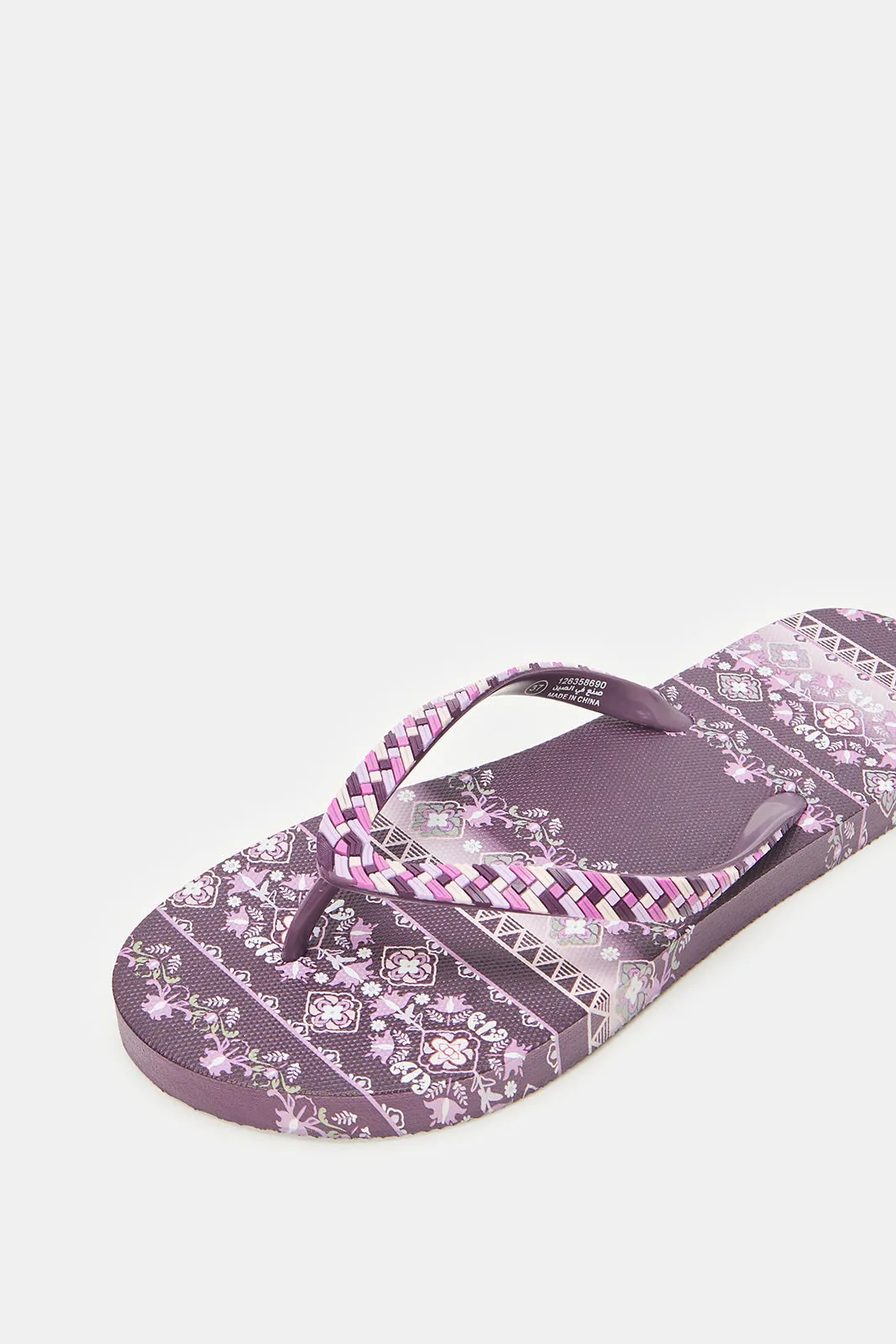 Women Purple Print Flip Flops