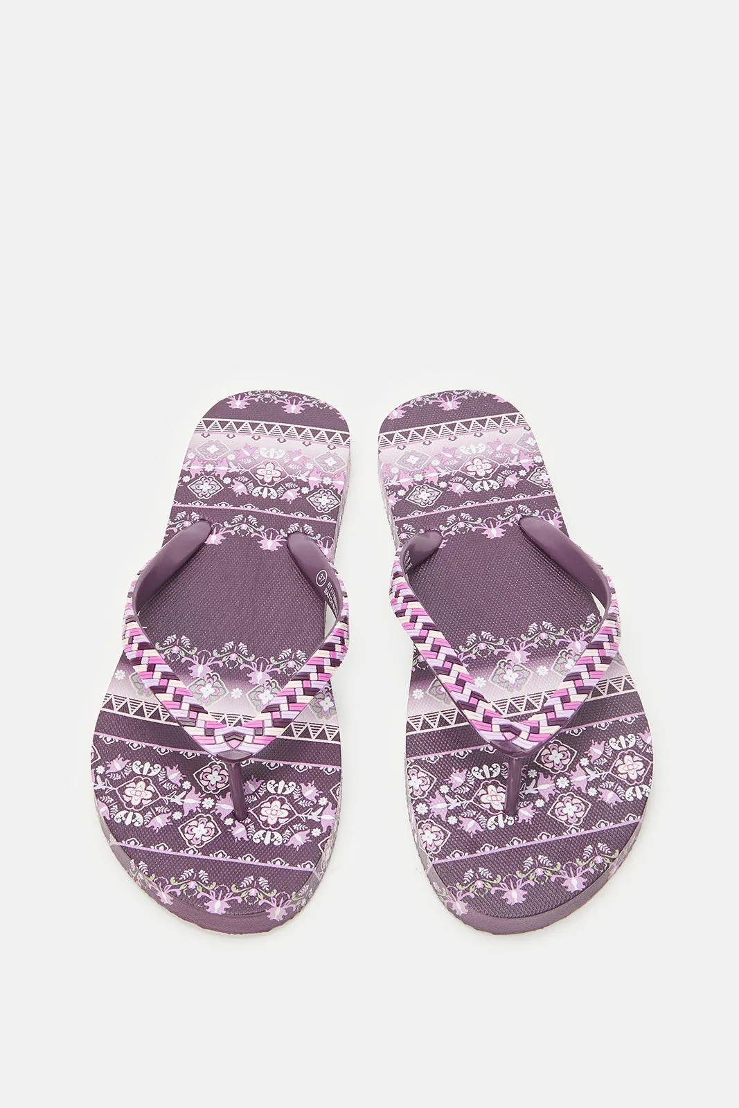 Women Purple Print Flip Flops