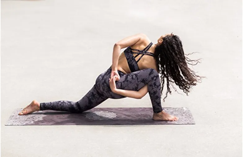 Yoga Floor Mat Gym 70  X24 Mat Extra Thick Exercise Fitness Non Slip Flooring Fitness Yoga Mat Pad Workout Pilates W Strap 72 Fitness Yoga Workout -Mandala Black
