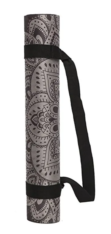 Yoga Floor Mat Gym 70  X24 Mat Extra Thick Exercise Fitness Non Slip Flooring Fitness Yoga Mat Pad Workout Pilates W Strap 72 Fitness Yoga Workout -Mandala Black